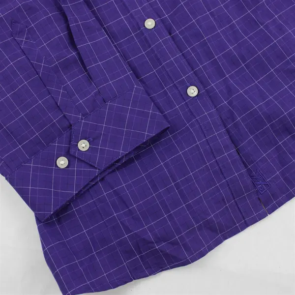 Cutter & Buck Purple and White Grid Pattern Long-Sleeved Button-Up Women's XL