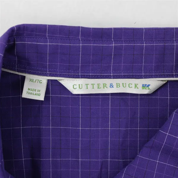 Cutter & Buck Purple and White Grid Pattern Long-Sleeved Button-Up Women's XL