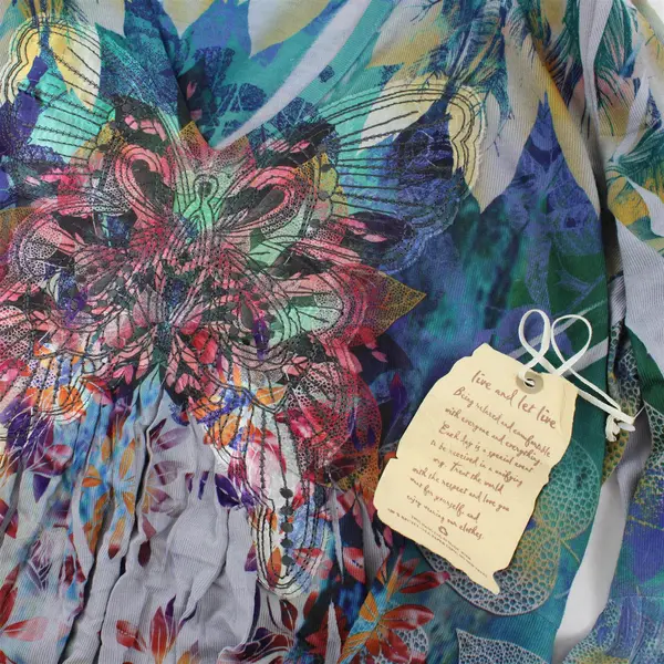 NWT One World Live And Let Live Multicolor Boho Top Women's XL