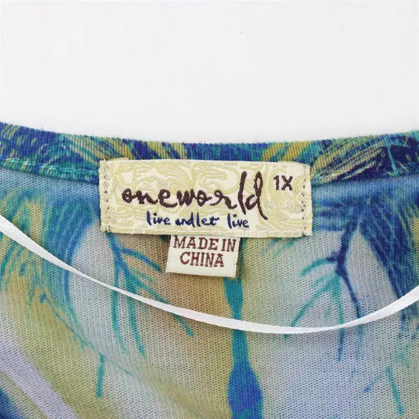 NWT One World Live And Let Live Multicolor Boho Top Women's XL