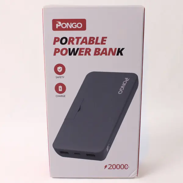 Pongo Solid Black Color Portable Power Bank 20000mAh Model PBQ20 (Tested/Works)
