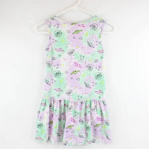 Star Wars Baby Yoda Grogu Print Drop-Waist Dress Girls' Medium 7/8