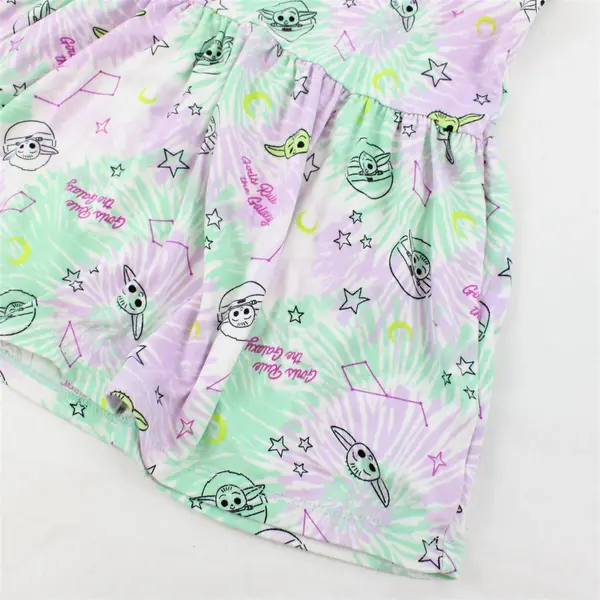 Star Wars Baby Yoda Grogu Print Drop-Waist Dress Girls' Medium 7/8