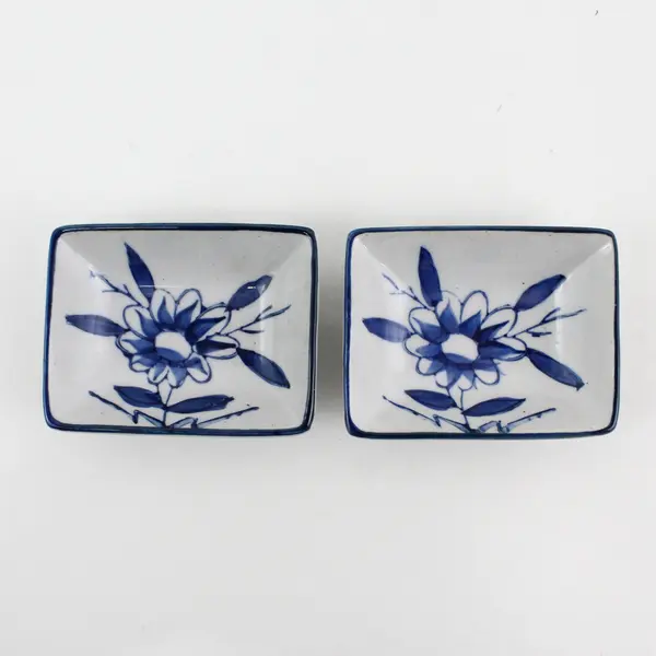 Set of 5 Porcelain Floral Pattern Japanese Soy or Sushi Sauce Dishes