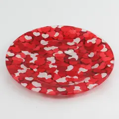 10.5 Inch Red And Glittery White Heart Pattern Valentines Day Plate