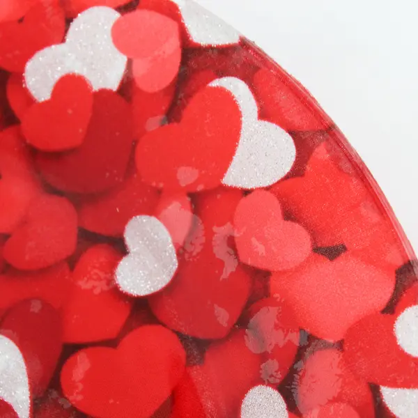 10.5 Inch Red And Glittery White Heart Pattern Valentines Day Plate