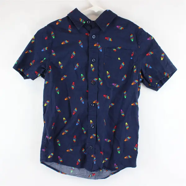 Target Pride Ice Cream Cone Print Short-Sleeved Button-Up Youth Medium 8/10