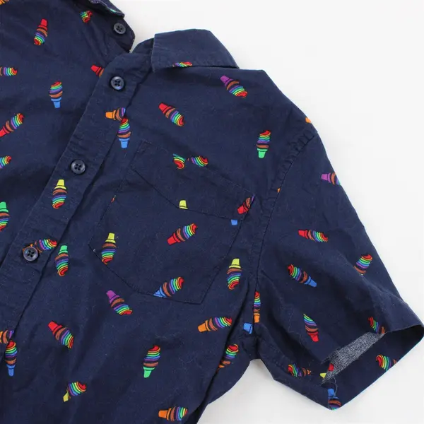 Target Pride Ice Cream Cone Print Short-Sleeved Button-Up Youth Medium 8/10