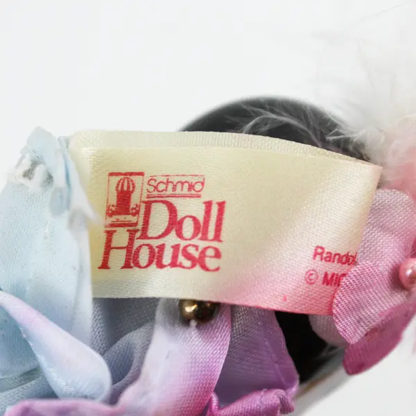 Vintage Pierrot Ceramic Ornament Harlequin Doll Head w/Ruffle & Headpiece