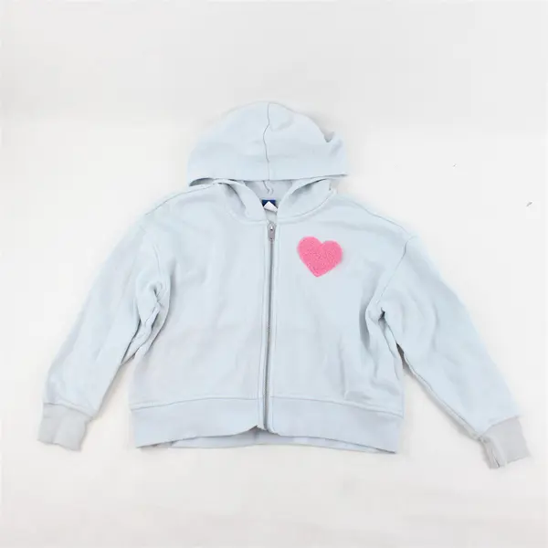 Old Navy Heart Applique Light Blue Zip-Up Hoodie Girls' Small 6-7