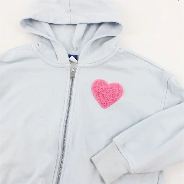 Old Navy Heart Applique Light Blue Zip-Up Hoodie Girls' Small 6-7