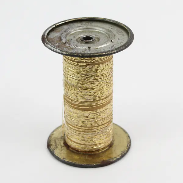 Antique Metal Spool of Gold Metallic Thread, US Made