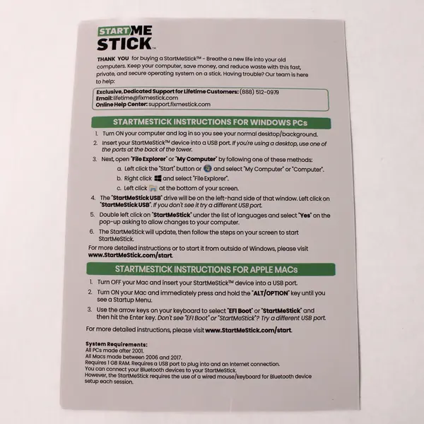 FixMeStick StartMeStick Antivirus Virus Removal Device For PC & Mac (Untested)