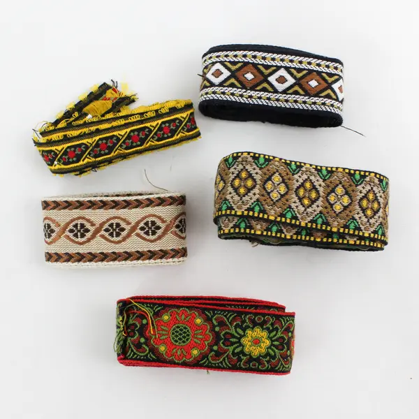 Lot of 5 bundles of Vintage Jacquard Woven Ribbon