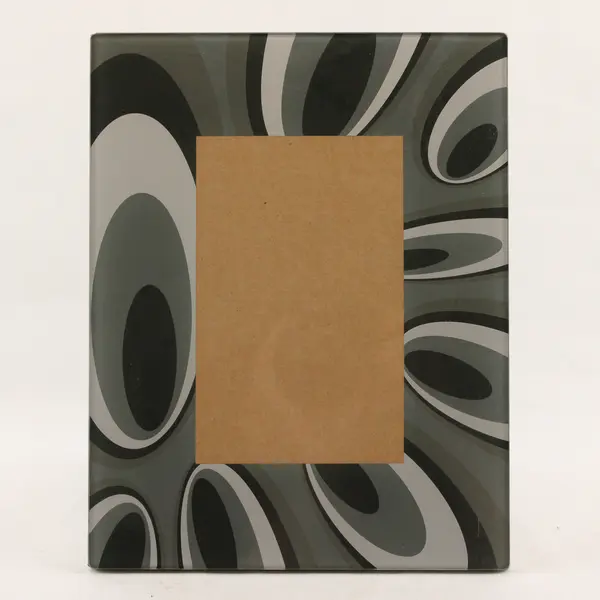 Mod Art Deco Monochrome Glass Picture Frame 3.5x5.5 Wall/Desk