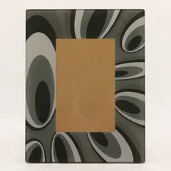 Mod Art Deco Monochrome Glass Picture Frame 3.5x5.5 Wall/Desk
