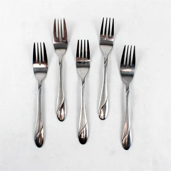 Five Stainless Swirl Sand Salad Forks by Cambridge Made in China