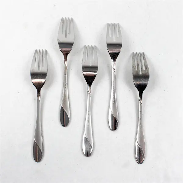 Five Stainless Swirl Sand Salad Forks by Cambridge Made in China