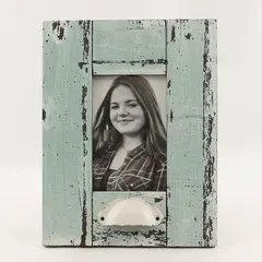 Vintage Rustic Turquoise Distressed Wood Picture Frame 5.5x3.5 Wall