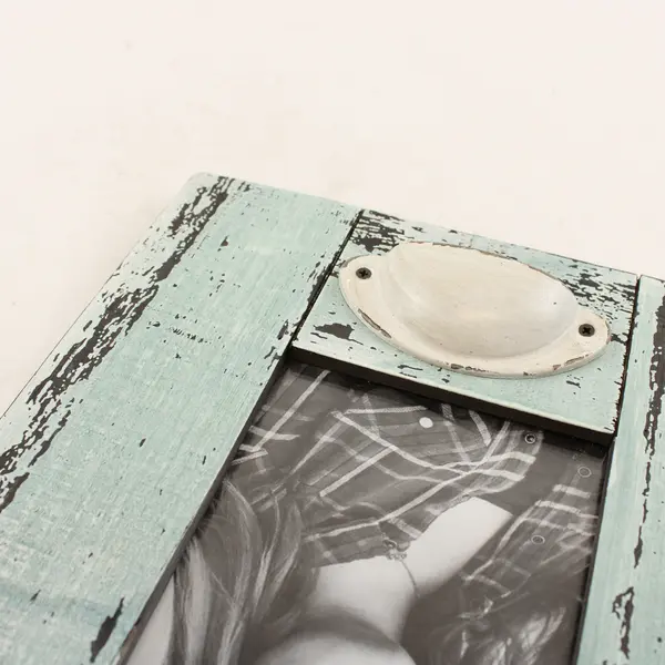 Vintage Rustic Turquoise Distressed Wood Picture Frame 5.5x3.5 Wall