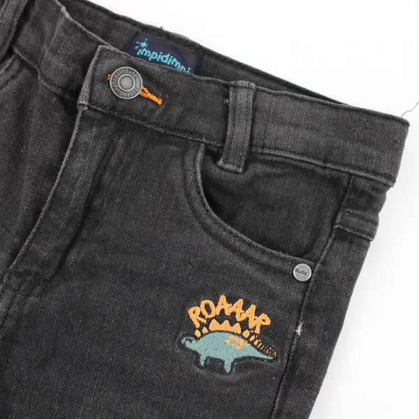 Impidimpi Dinosaur Embroidered Black Skinny Jeans Kids' Size 4T