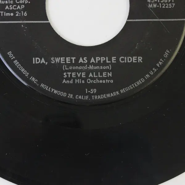 Steve Allen St Louis Blues/Ida, Sweet as Apple Cider 7" Vinyl Record