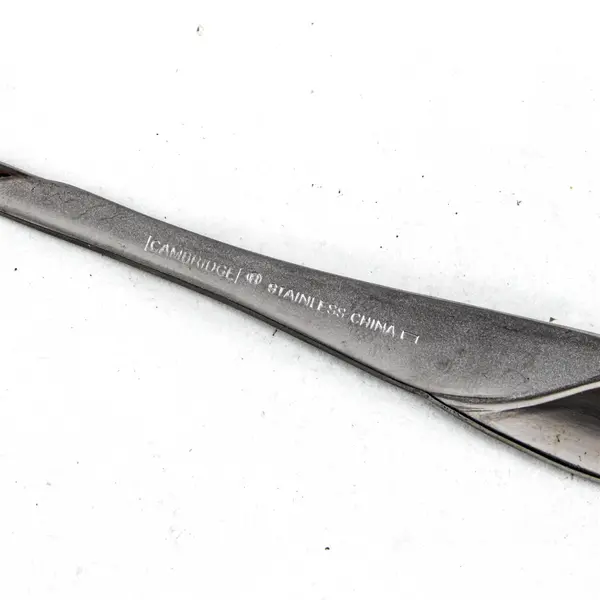 Six Stainless Swirl Sand Salad Forks by Cambridge. Made in China.