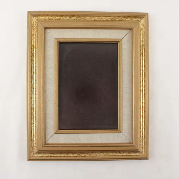 Lot of 2 Vintage Picture Frames 6.75x4.5 Gold & Dark Beaded Mat