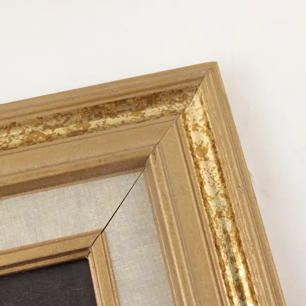 Lot of 2 Vintage Picture Frames 6.75x4.5 Gold & Dark Beaded Mat