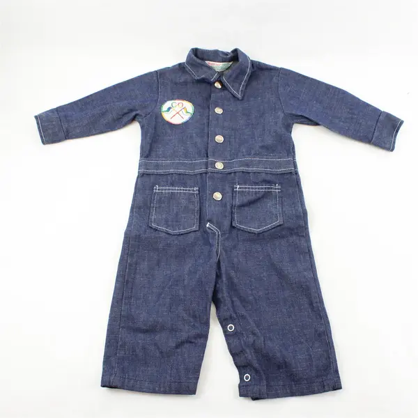 Vintage Health-Tex Race Starter Baby's Denim Coveralls 24 Months