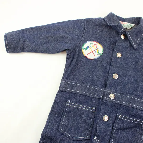 Vintage Health-Tex Race Starter Baby's Denim Coveralls 24 Months