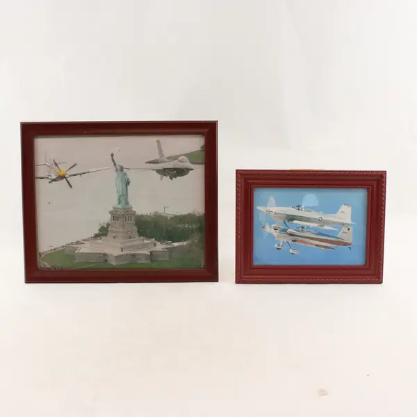 Lot of 2 Framed Prints Statue of Liberty with Aircraft RV-4 Aviation Art