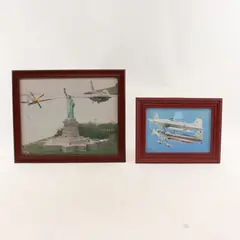 Lot of 2 Framed Prints Statue of Liberty with Aircraft RV-4 Aviation Art