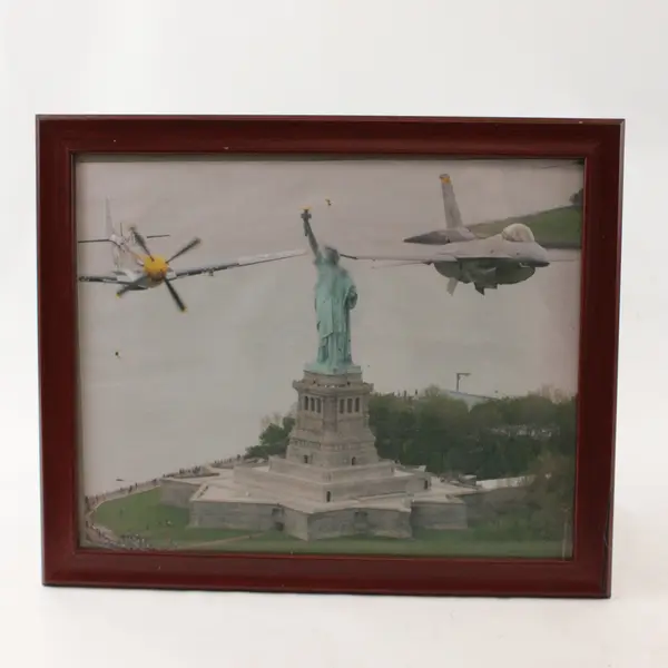 Lot of 2 Framed Prints Statue of Liberty with Aircraft RV-4 Aviation Art