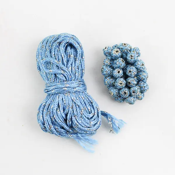 Lot of 3 Pairs of Metallic Cord/Thread &  bundles Matching Beads  - Assd. Colors