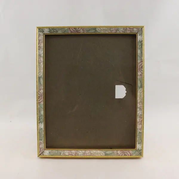 Vintage Floral Picture Frame Gold Tone Trim 11x9 Tabletop/Wall