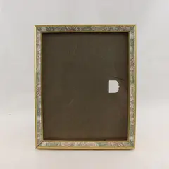 Vintage Floral Picture Frame Gold Tone Trim 11x9 Tabletop/Wall