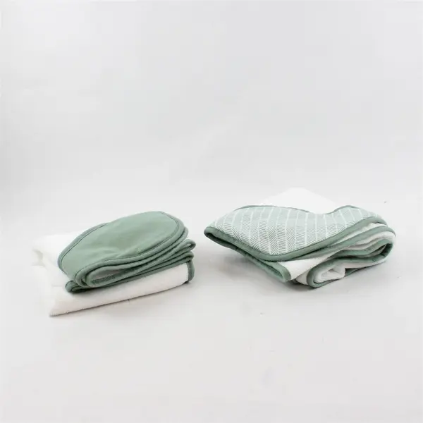 Lot of 2 Tahari White and Green Swaddling Blanket