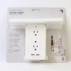 Sharper Image Brand White Socket Shelf 6 Outlets & 2 USB Ports Model 00609