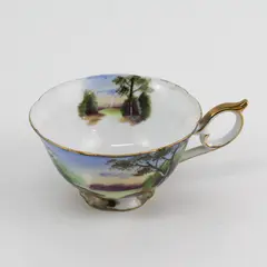 NORCREST Fine China Porcelain Hand Painted Landscape Scene Teacup 