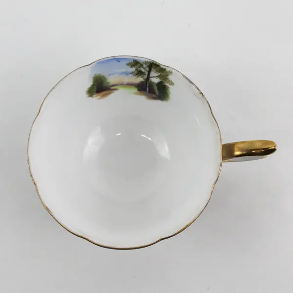 NORCREST Fine China Porcelain Hand Painted Landscape Scene Teacup 
