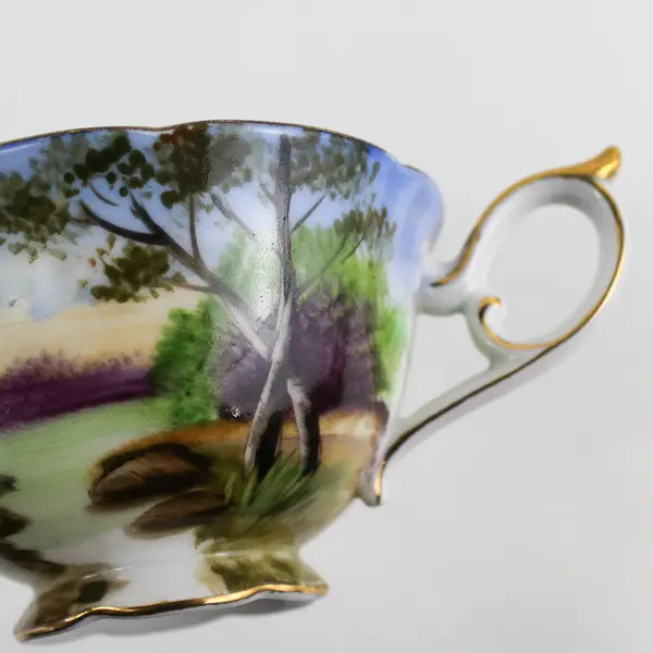 NORCREST Fine China Porcelain Hand Painted Landscape Scene Teacup 
