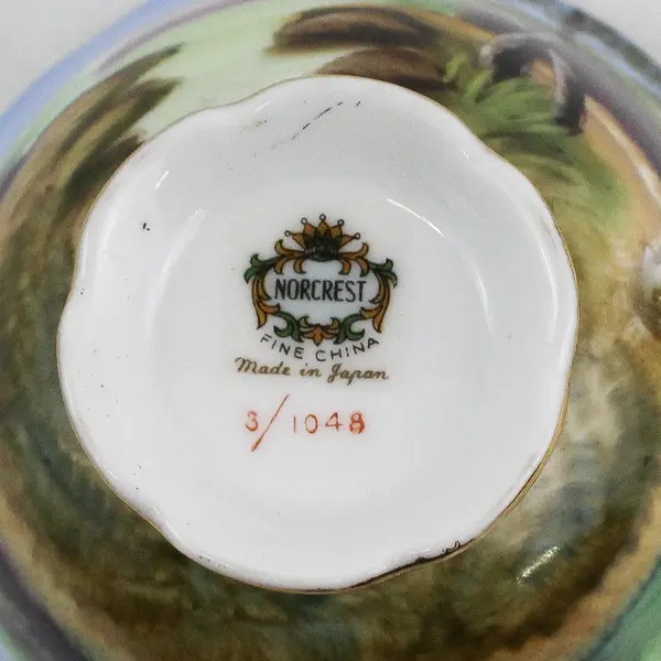 NORCREST Fine China Porcelain Hand Painted Landscape Scene Teacup 