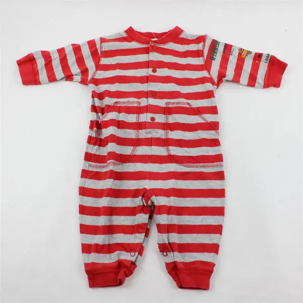 GAP Ball Club Red and Gray Striped One-Piece Baby's Medium 6-12M