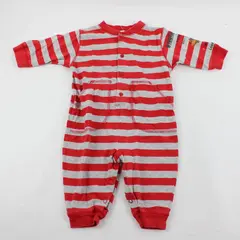 GAP Ball Club Red and Gray Striped One-Piece Baby's Medium 6-12M