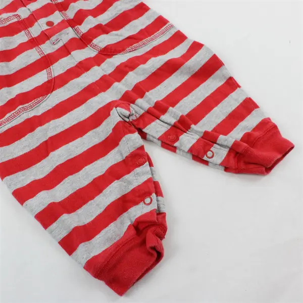 GAP Ball Club Red and Gray Striped One-Piece Baby's Medium 6-12M