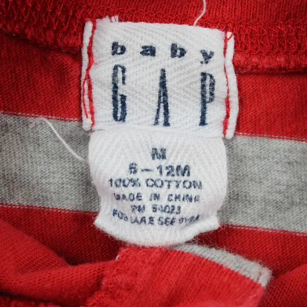 GAP Ball Club Red and Gray Striped One-Piece Baby's Medium 6-12M