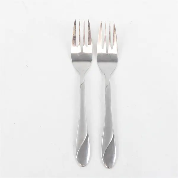 Lot of Two Stainless Swirl Sand Salad Forks by Home -  FLAWED 