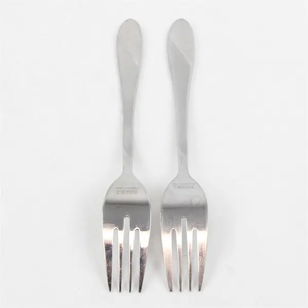 Lot of Two Stainless Swirl Sand Salad Forks by Home -  FLAWED 