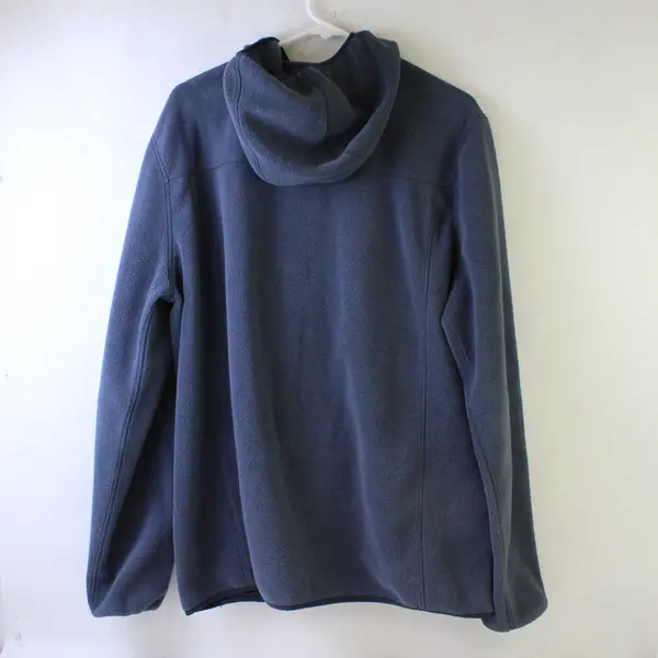 L.L. Bean Solid Blue Fleece Zip Up Hoodie 100% Polyester Men's Size L Tall